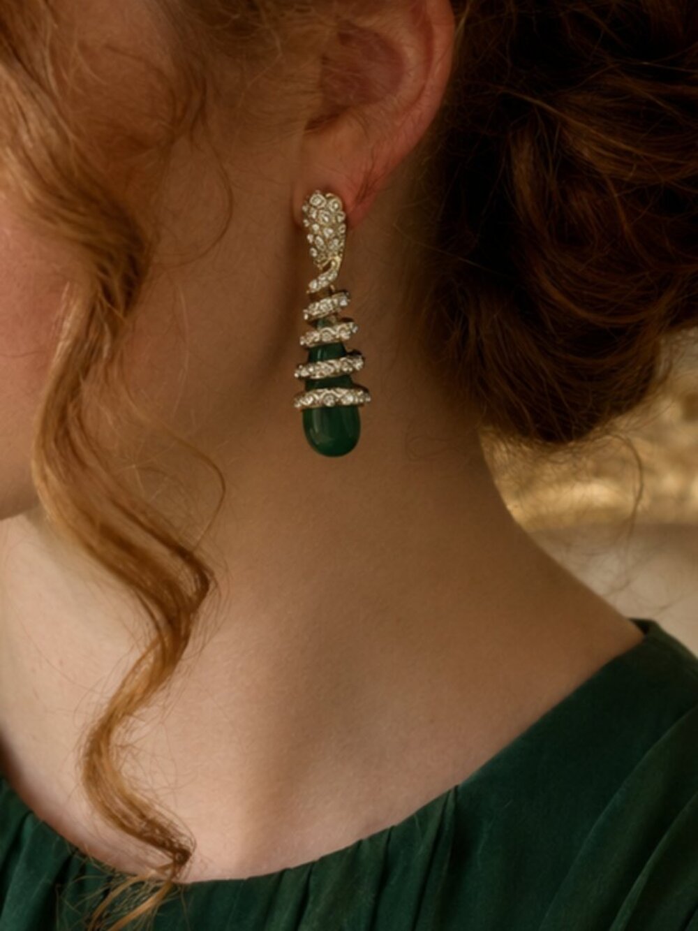 Wrapped Jade Dangle Earrings Like New